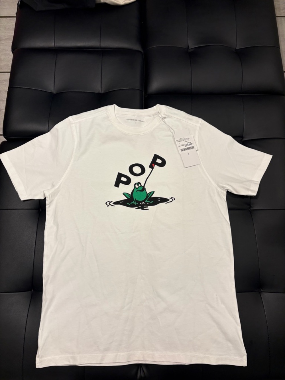 Pop Trading Company Frog Graphic Print T-Shirt White Crew Neck Short Sleeve S